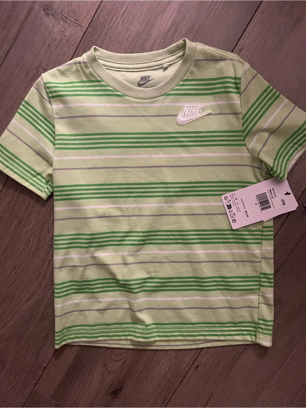 Nike Boys Green Stripe Tee with Gray Shorts Set